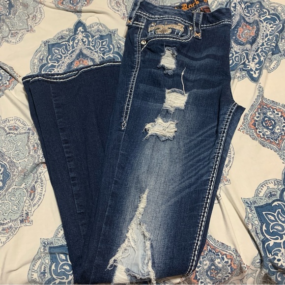 Rick Revival Betty bootcut jeans factory destroyed 31 waist 32 length - Picture 4 of 9